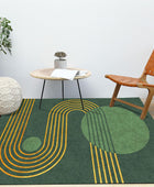 Alfombra de área a rayas doradas, 4 x 5 pies, medieval verde esmeralda,...