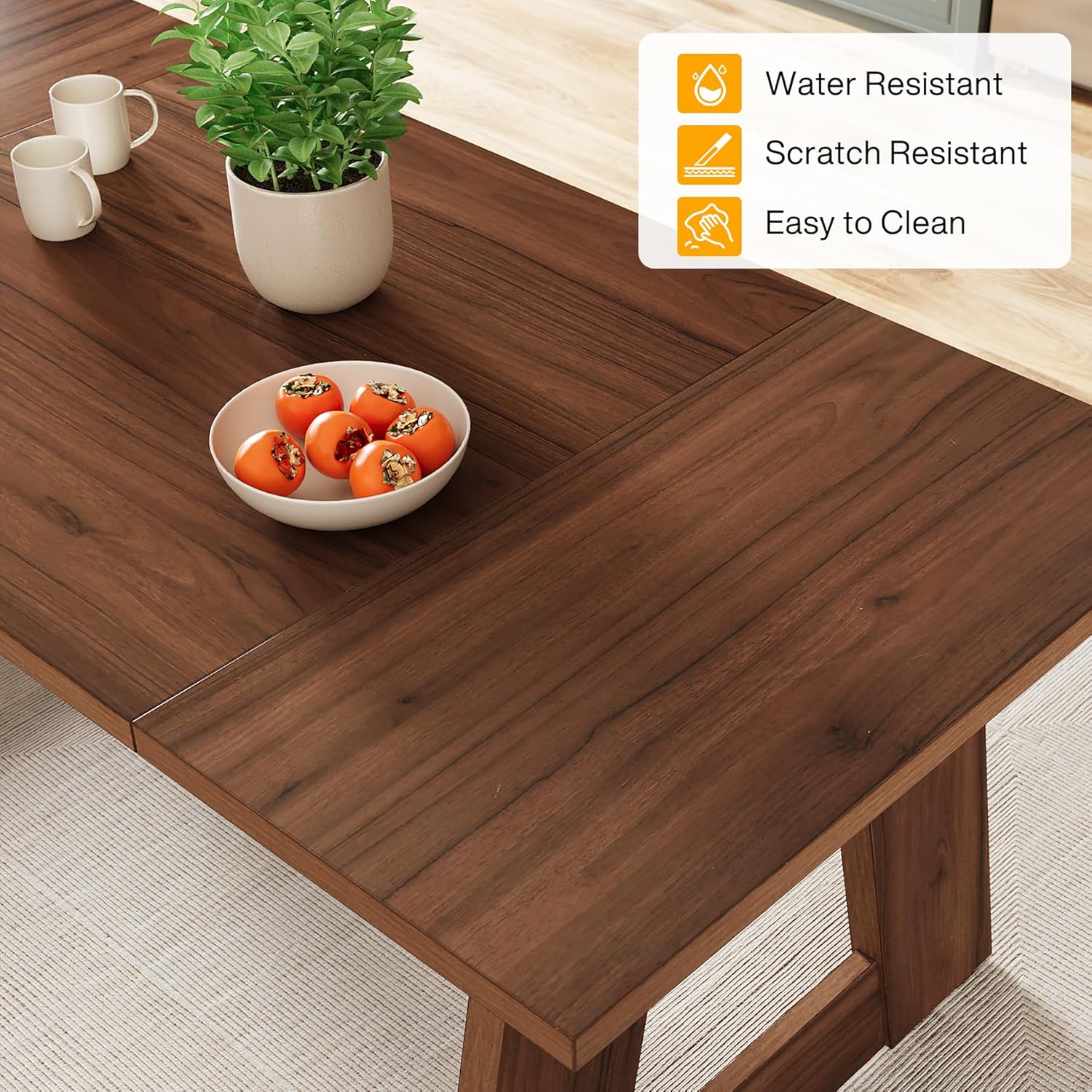 Mesa de comedor para 4-6 personas, mesa de cocina rectangular de madera de 63