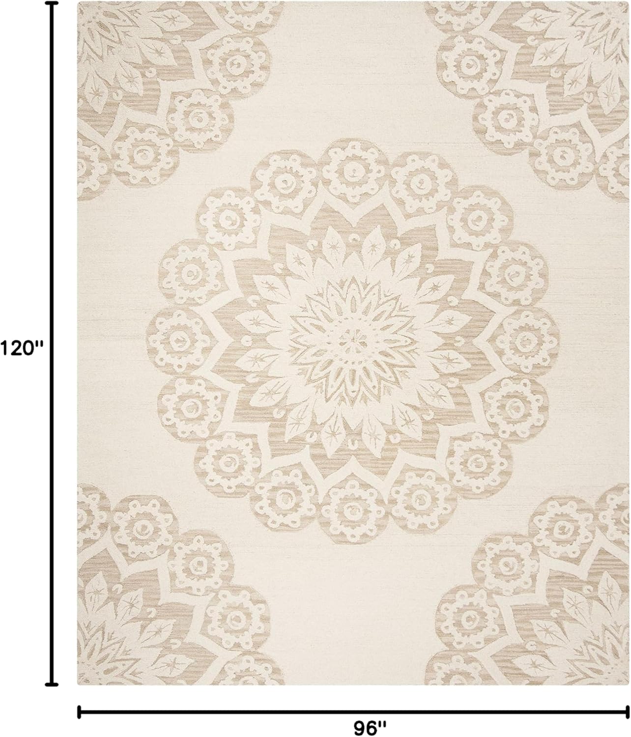SAFAVIEH Blossom Collection - Alfombra de área de 8 x 10 pies, marfil y beige,...