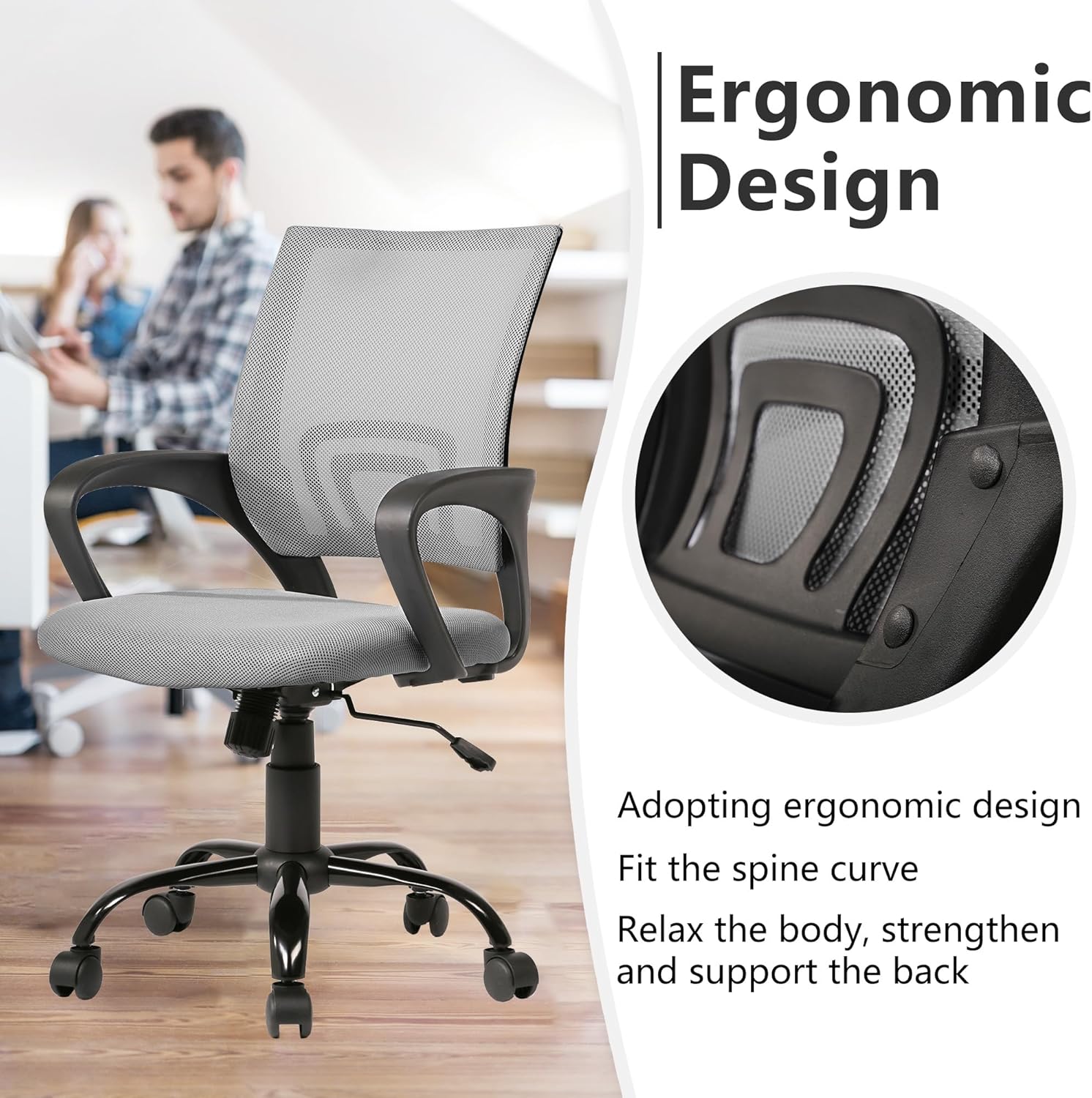 PayLessHere Silla de oficina para computadora, ergonómica, silla de escritorio...