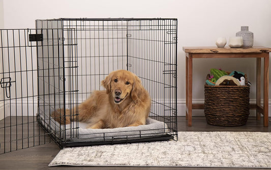TrustyPup Cama acolchada para perro, ideal para jaulas, color gris, grande