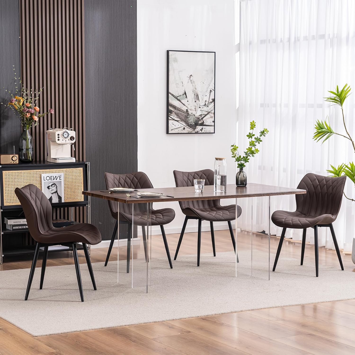 YOUNIKE Juego de 2 sillas de comedor, sillas de comedor tapizadas de cuero,...