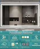 Espejo LED de 40 x 24 pulgadas para baño, espejo de baño sin niebla, con luces,...