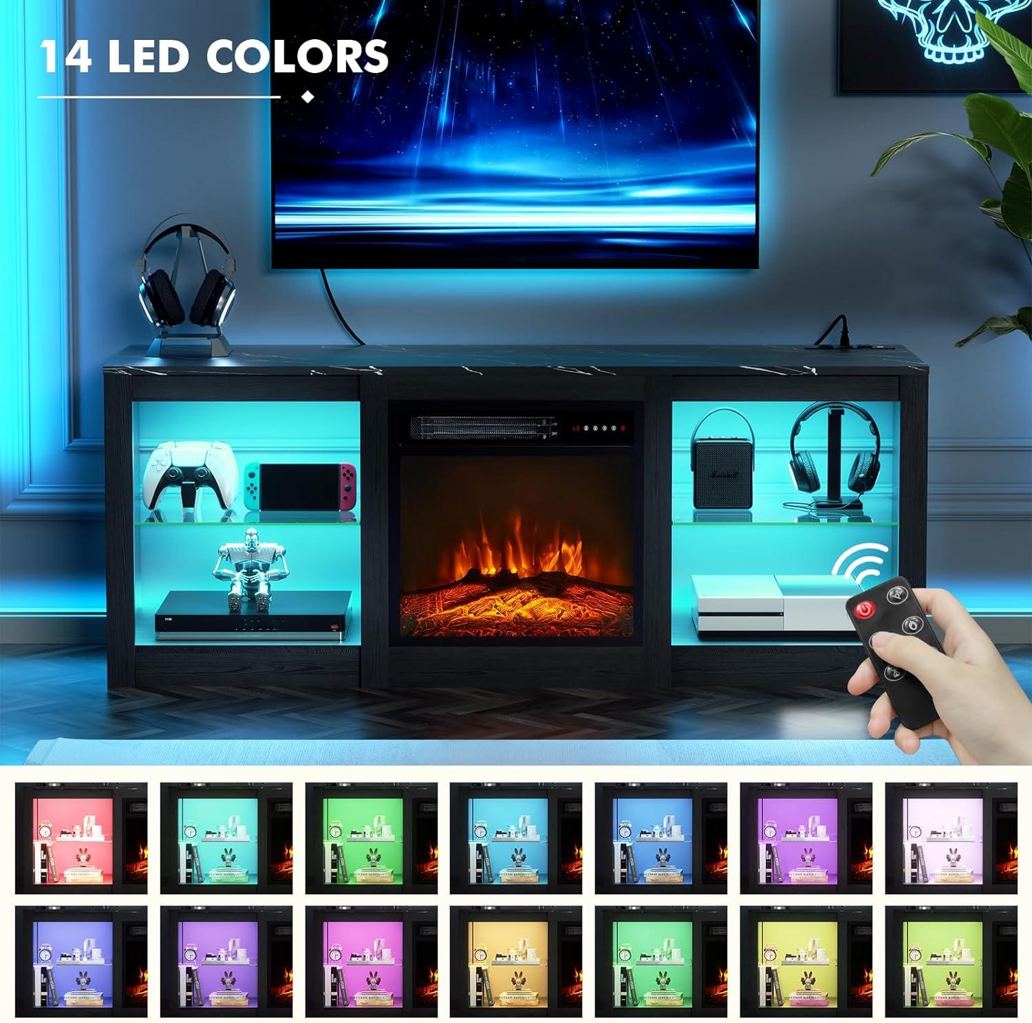 Soporte de TV con chimenea eléctrica de 58 pulgadas para centro de