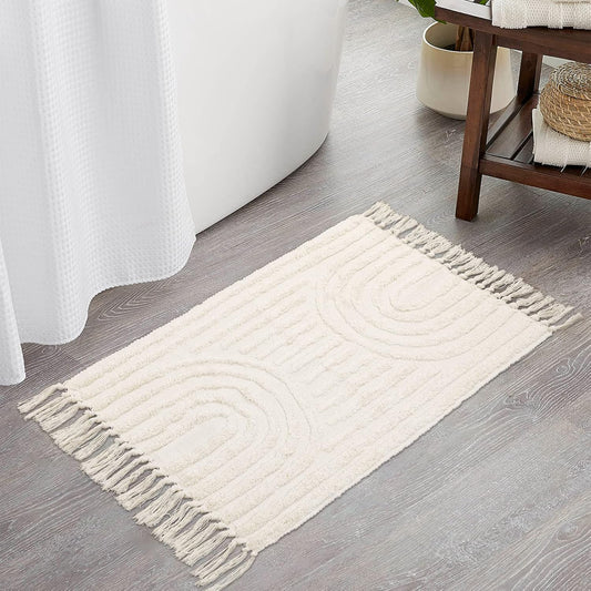 Lanffia Alfombra de baño bohemia de 2 x 3 pies, lavable pequeña alfombra de...