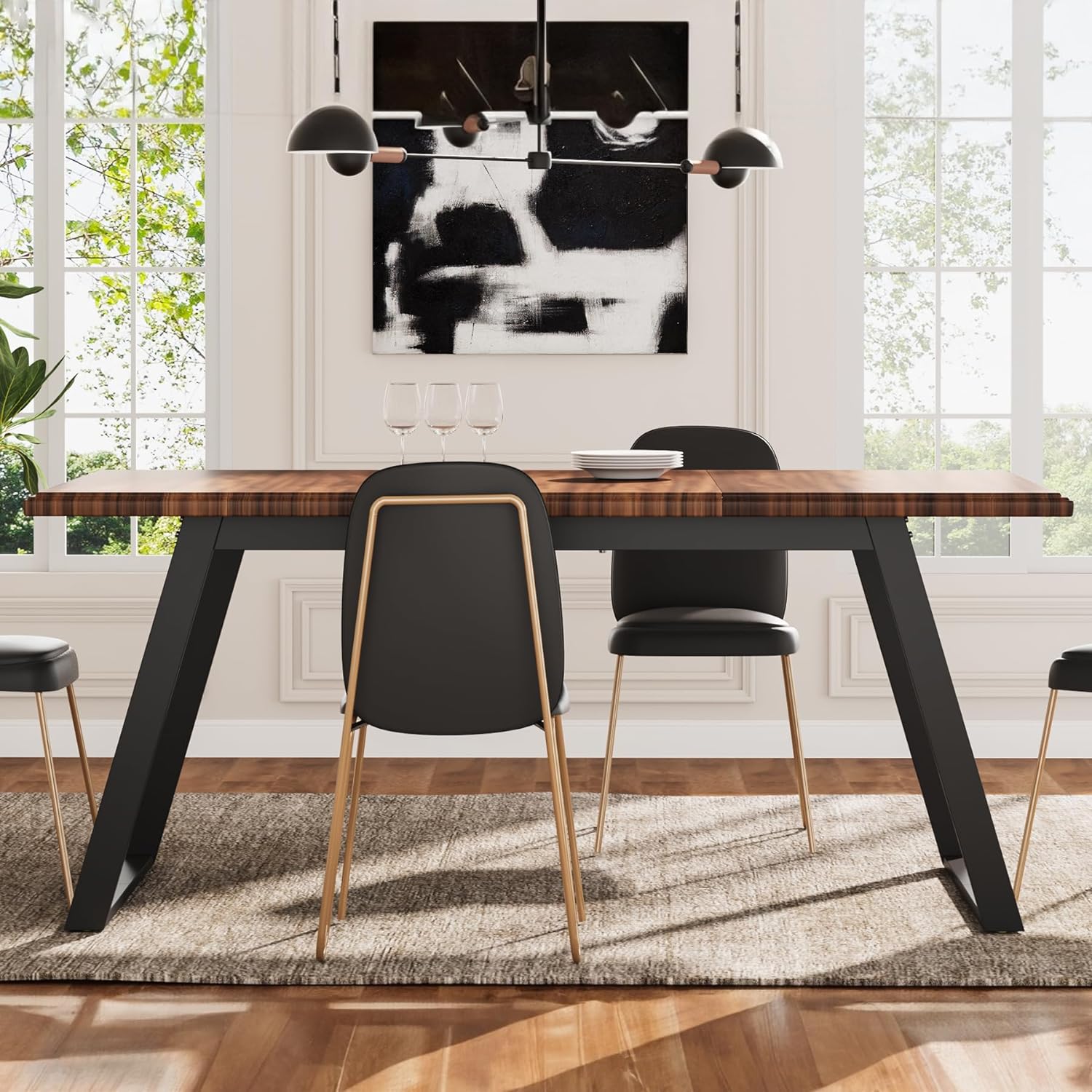 Mesa de comedor para 6 personas, mesa de cocina grande de madera de 63