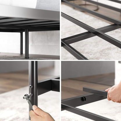 Florence Base de cama con plataforma de metal, base de colchón, no necesita