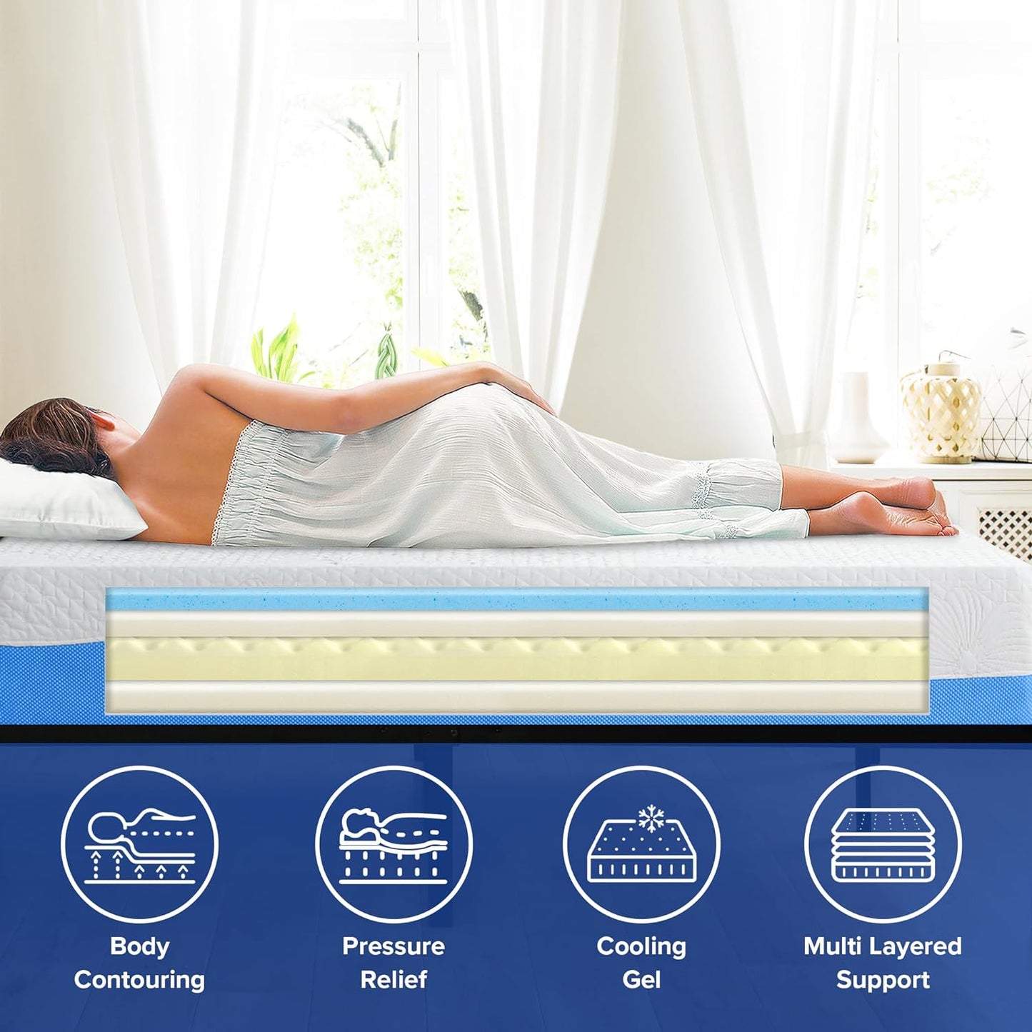 Colchón de espuma viscoelástica Olee Sleep de 10 pulgadas con capa superior de