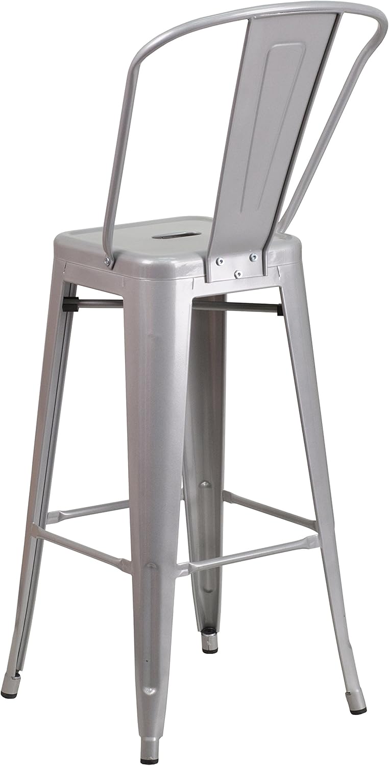 Taburete Flash Furniture de bar, hecho de metal para interior y exterior,...