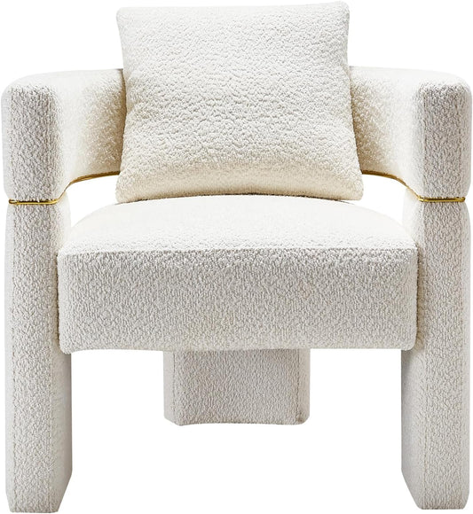 Silla de comedor moderna, silla decorativa tapizada de tela Boucle de diseño