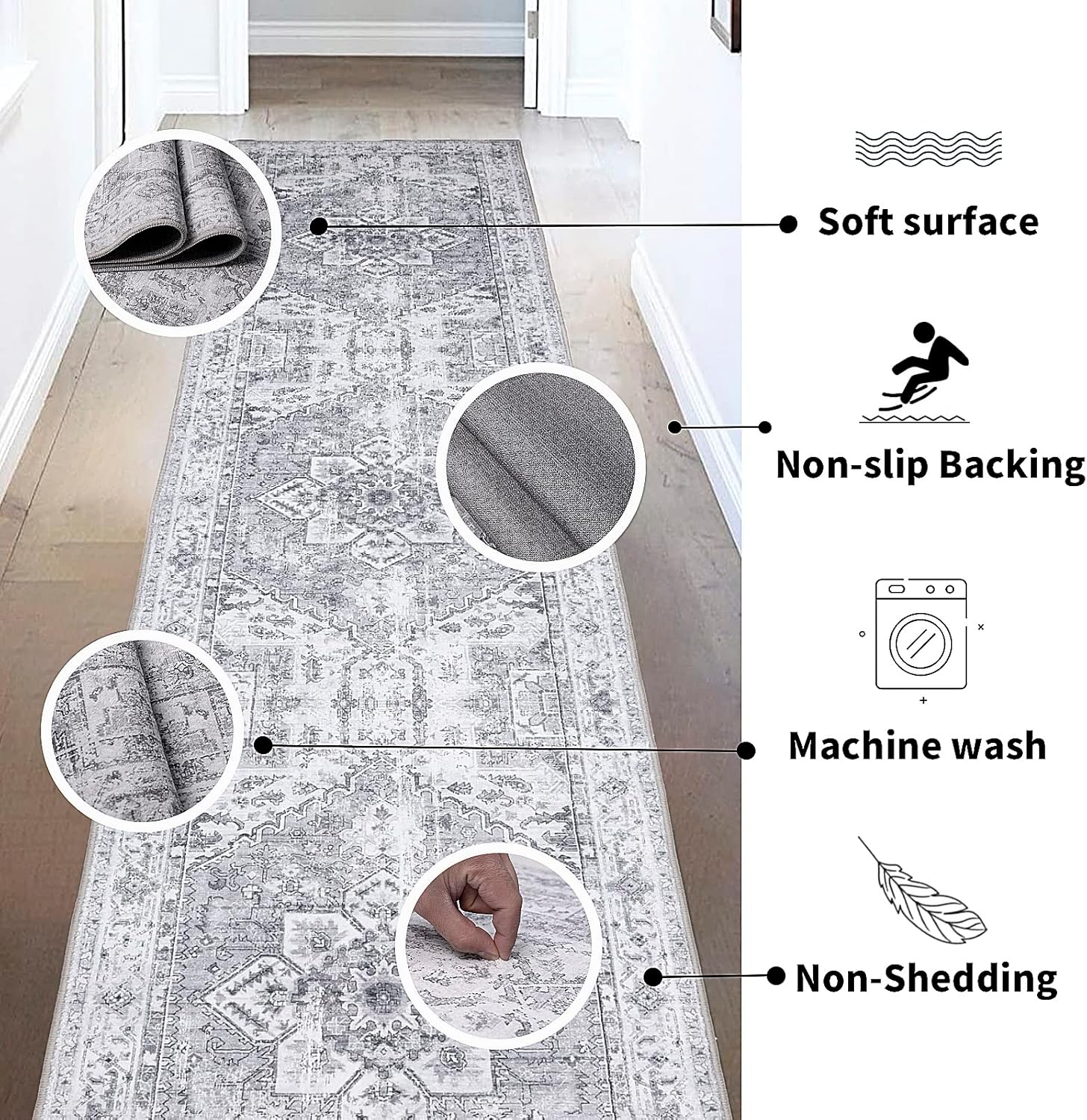 Alfombra lavable de 2 x 10 pies, para pasillo, lavandería, cocina, entrada,