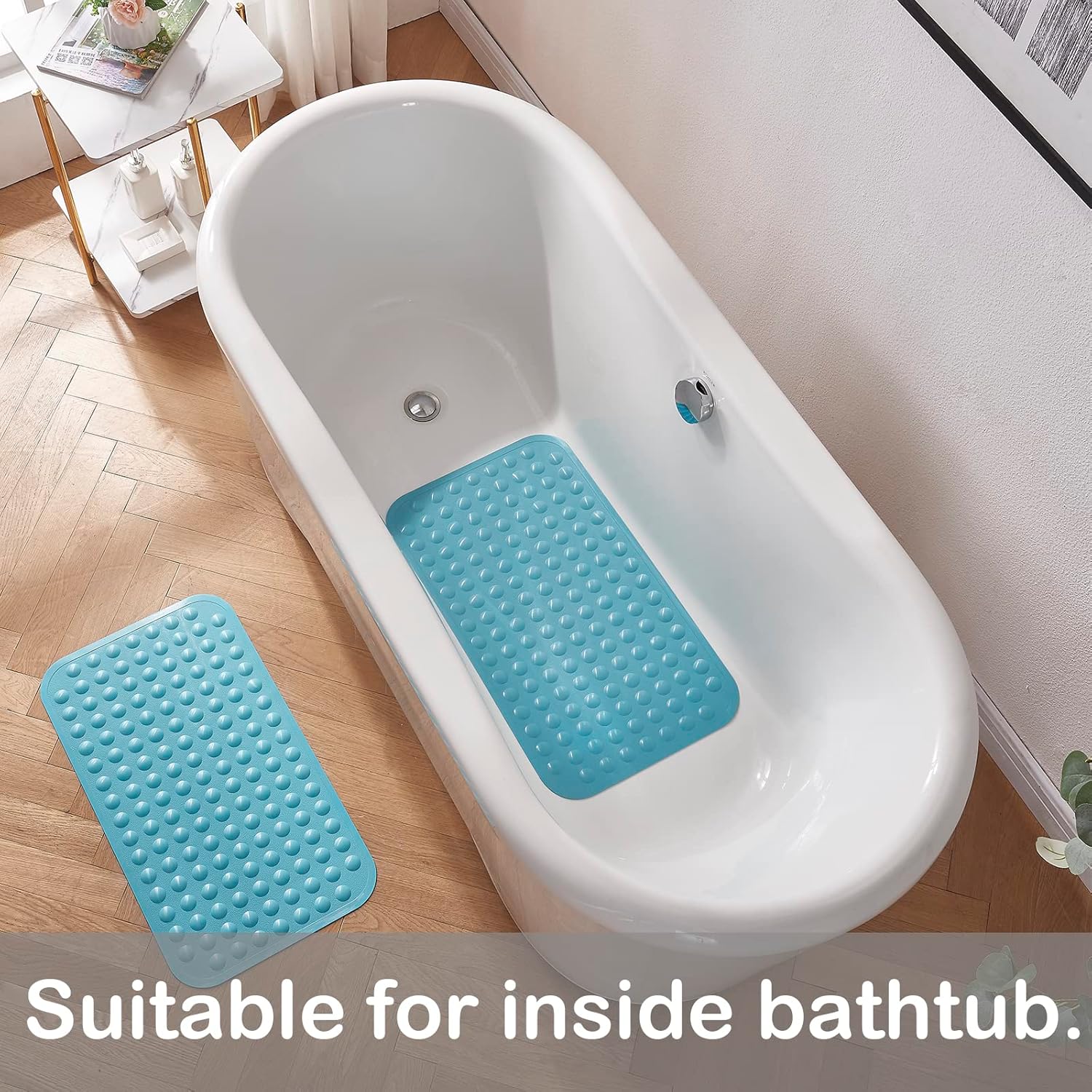 Yanzifly Tapete de baño antideslizante para bañera de silicona, suave y seguro,...
