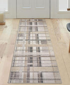 DECOMALL NELE - Alfombra de pasillo lavable, moderna, a cuadros,...