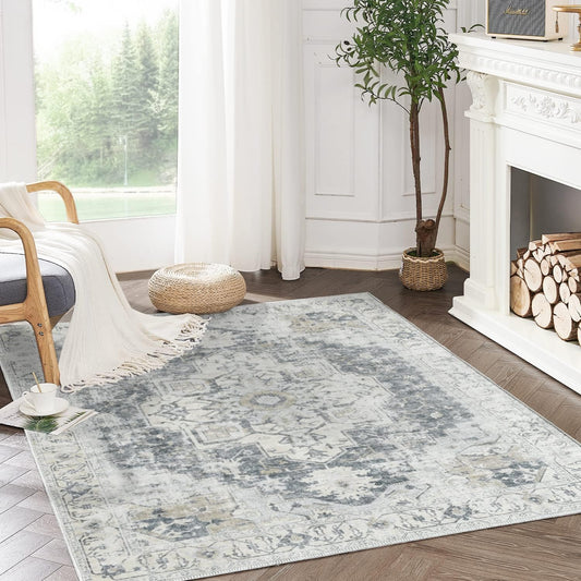 COLLACT Alfombra de 3 x 5  Alfombra de entrada, alfombra vintage lavable,...