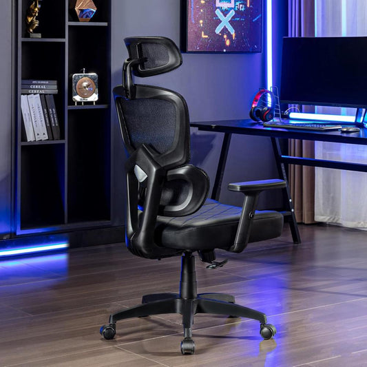Silla de oficina VECELO Negro giratoria ergonómica