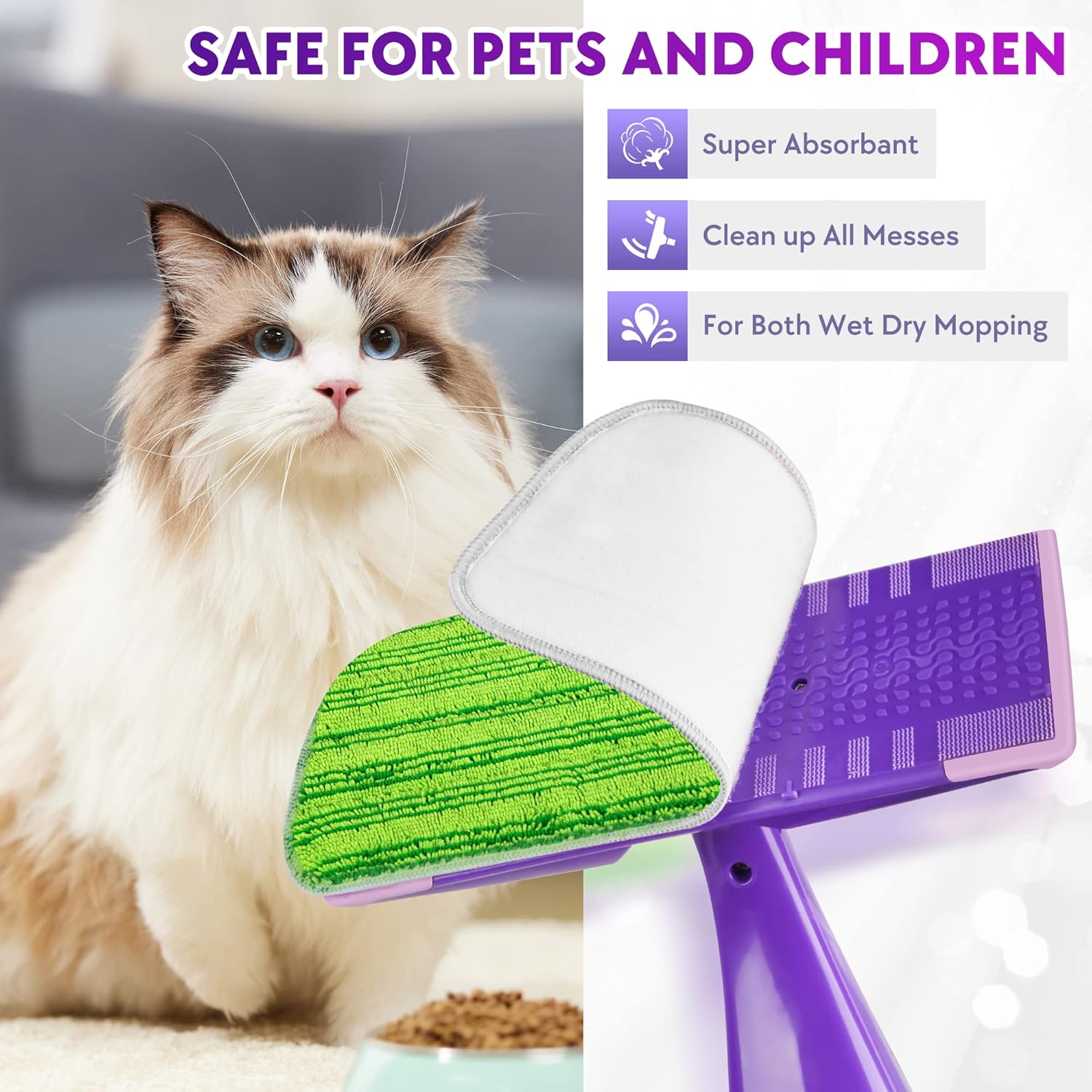 Almohadillas reutilizables para trapeador Swiffer Wet Jet, paquete de 6...