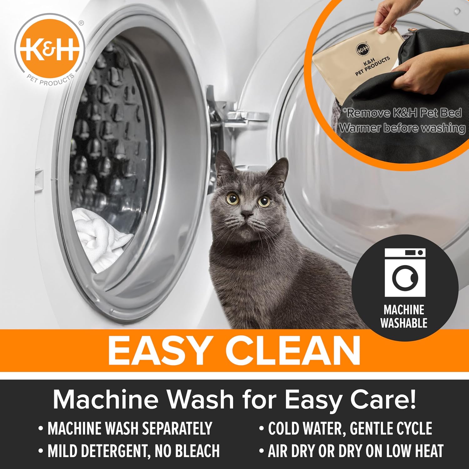 K&H PET PRODUCTS Cama térmica térmica para gatos con taza termoplástica, cama...