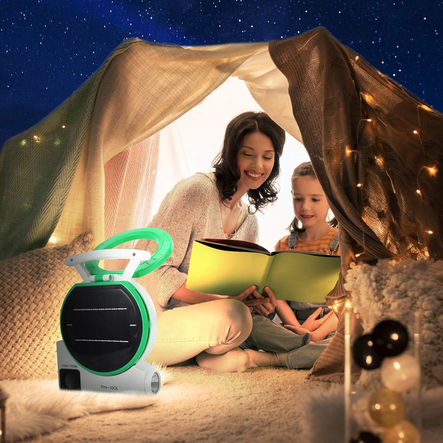 Ventilador solar para campamento, ventilador multifunción, ventilador portátil...
