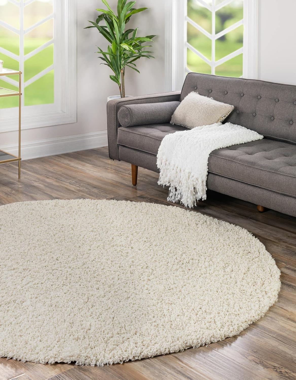 Rugs.com - Alfombra de la colección Über Cozy Solid Shag  Alfombra redonda de...