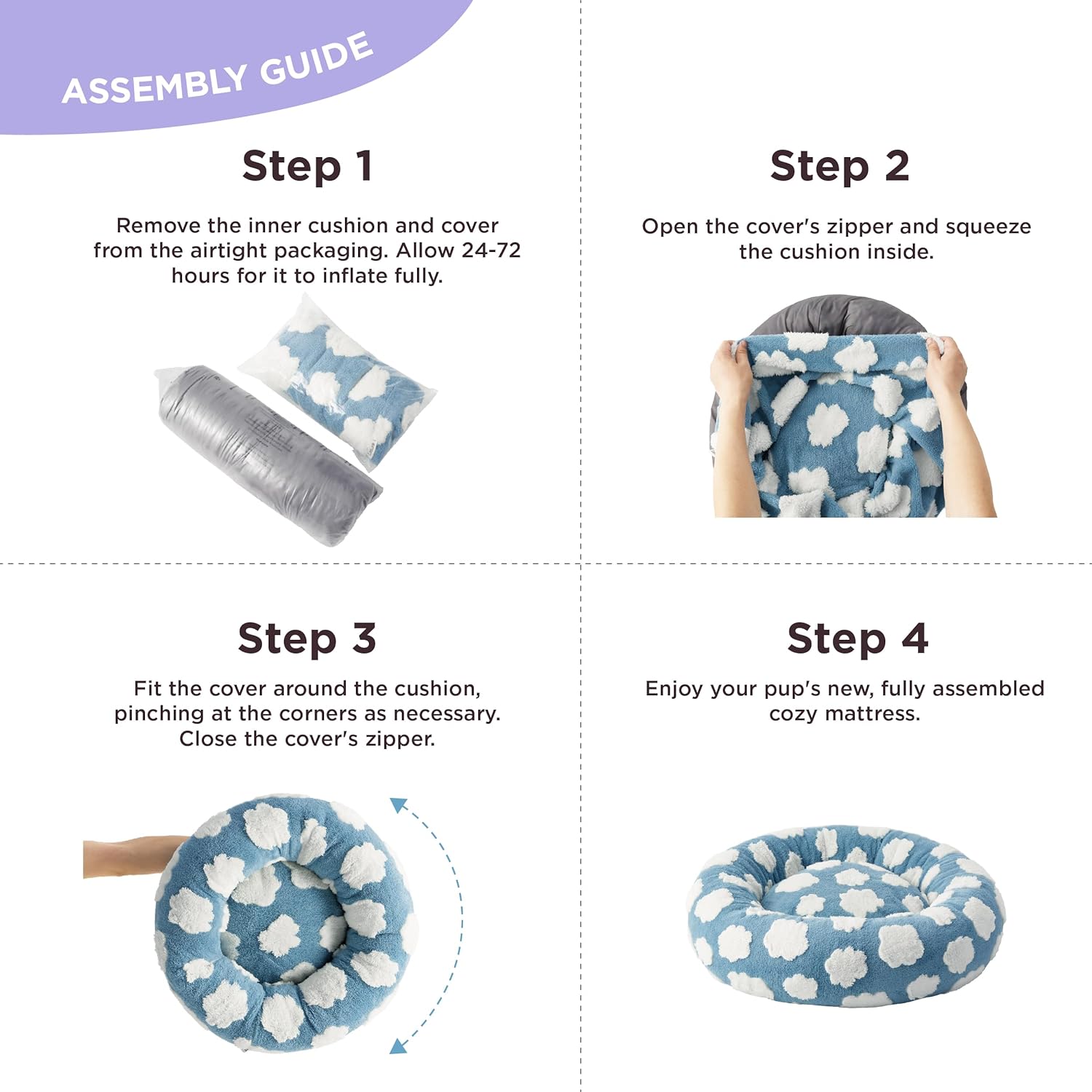 Lesure - Cama en forma de dona para perros pequeños, camas redondas para gatos...