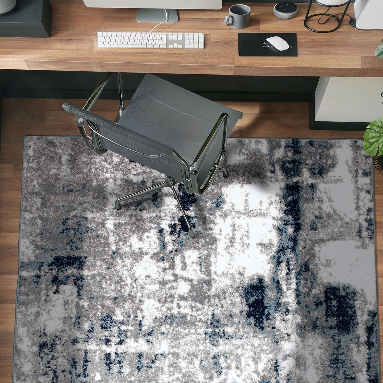 Rugshop Alfombra abstracta contemporánea envejecida 3'3"x 5' Azul