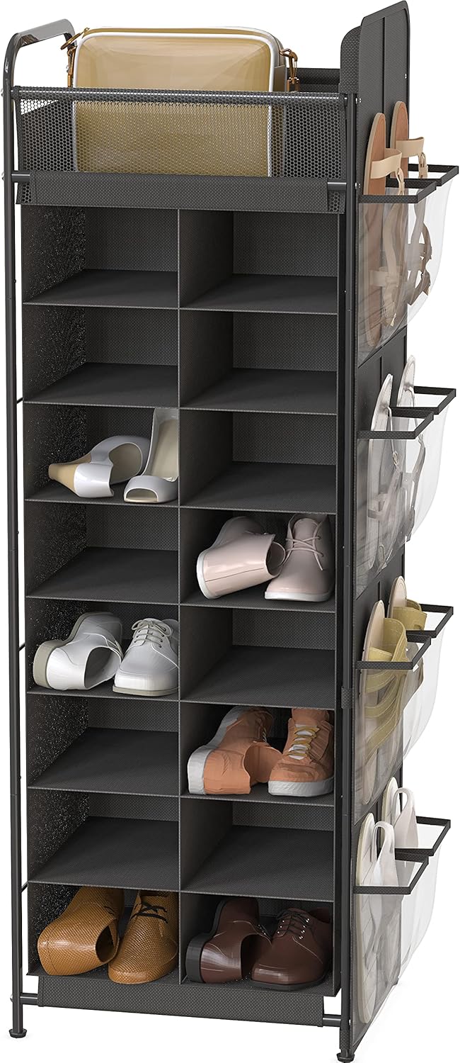 Simple Houseware Soporte para zapatos con bolsillos laterales para colgar ...
