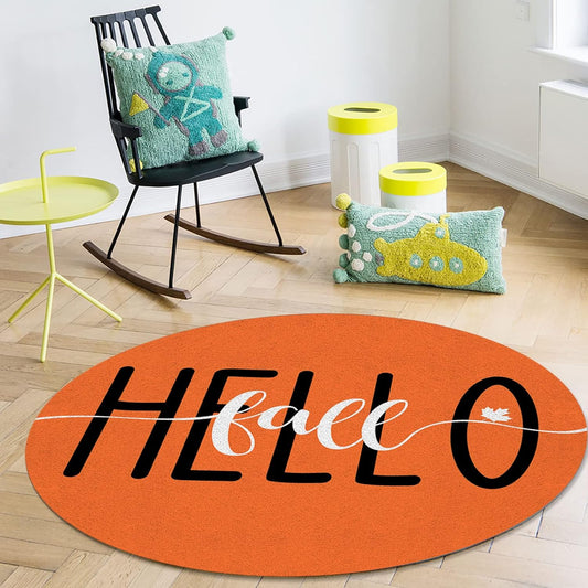 Orange Round Area Rug 6ft, Washable Indoor Carpet for...