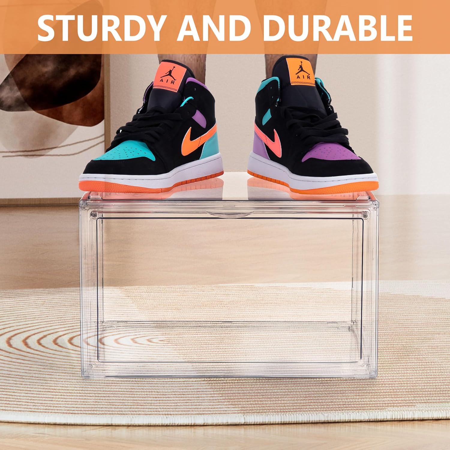 Paquete de 12 cajas de zapatos, caja de zapatos de acrílico transparente con