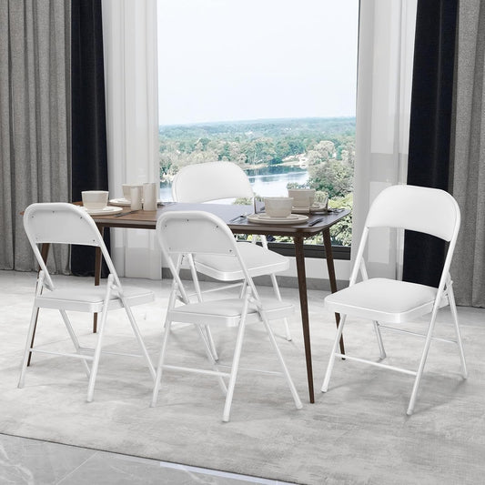 Sillas plegables con asientos acolchados, paquete de 4 sillas plegables...