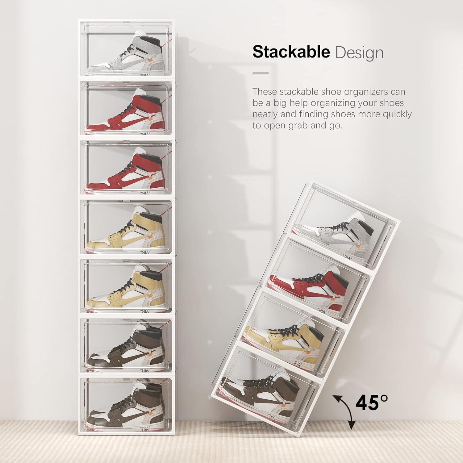 SEE SPRING Paquete de 6 cajas de almacenamiento de zapatos, organizador de...