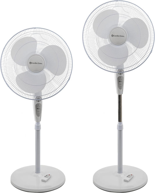 Comfort Zone Ventilador de pedestal oscilante con control remoto, ventilador de...