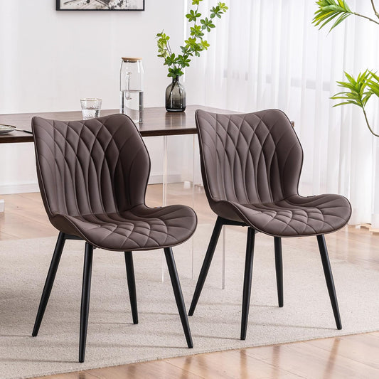 YOUNIKE Juego de 2 sillas de comedor, sillas de comedor tapizadas de cuero,...