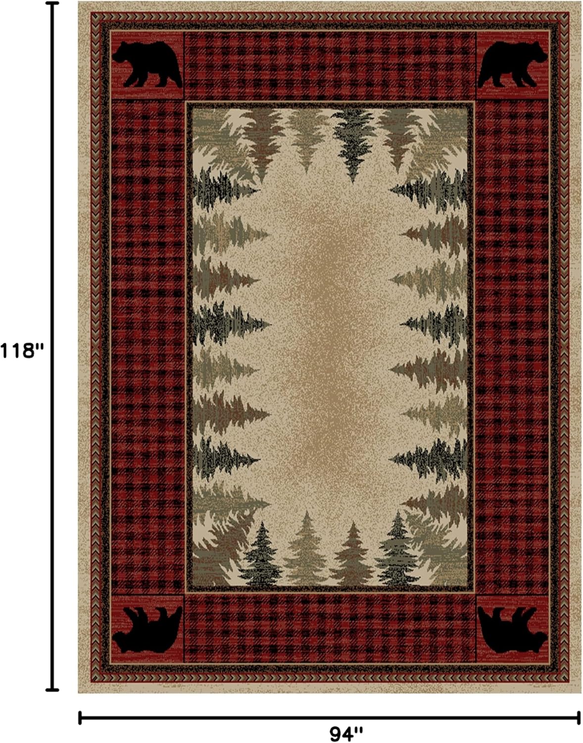 Mayberry Rug HS6490 8X10 Cuatro Esquinas Alfombra Roja