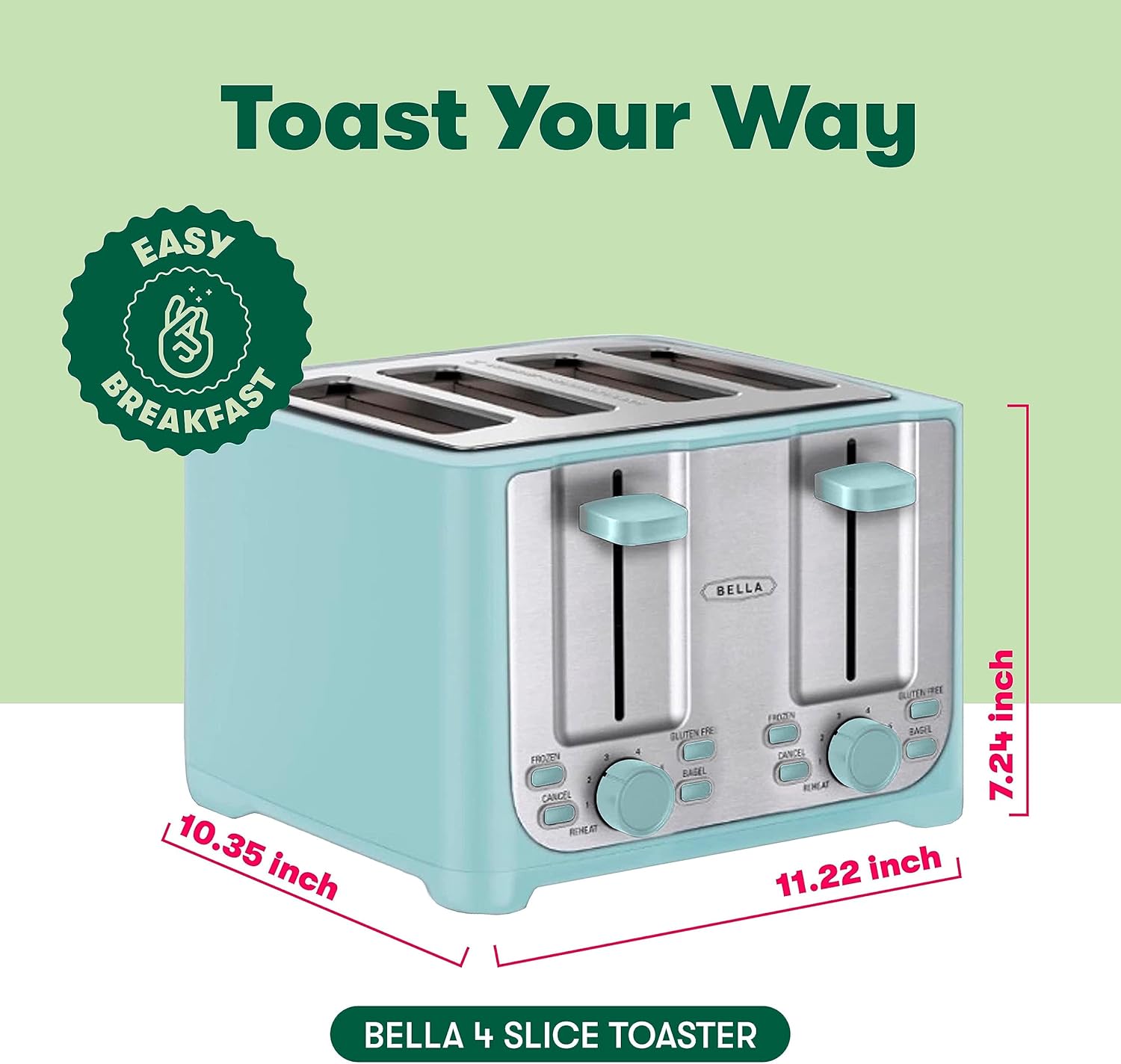 bella Tostadora de 4 rebanadas con apagado automático, ranuras extra anchas y...