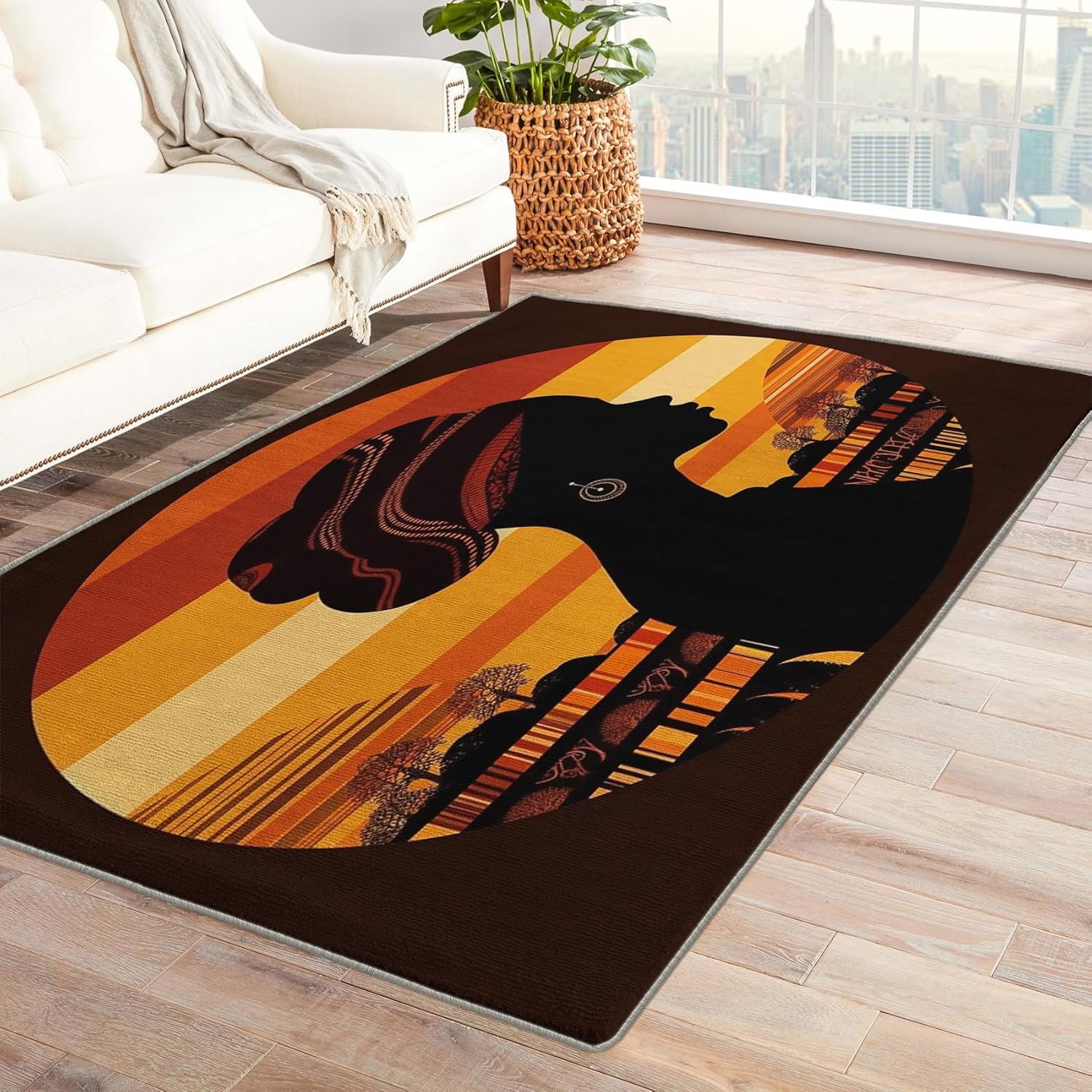 Alfombra africana de 2 x 3 pies, alfombra de área afro, alfombras étnicas para