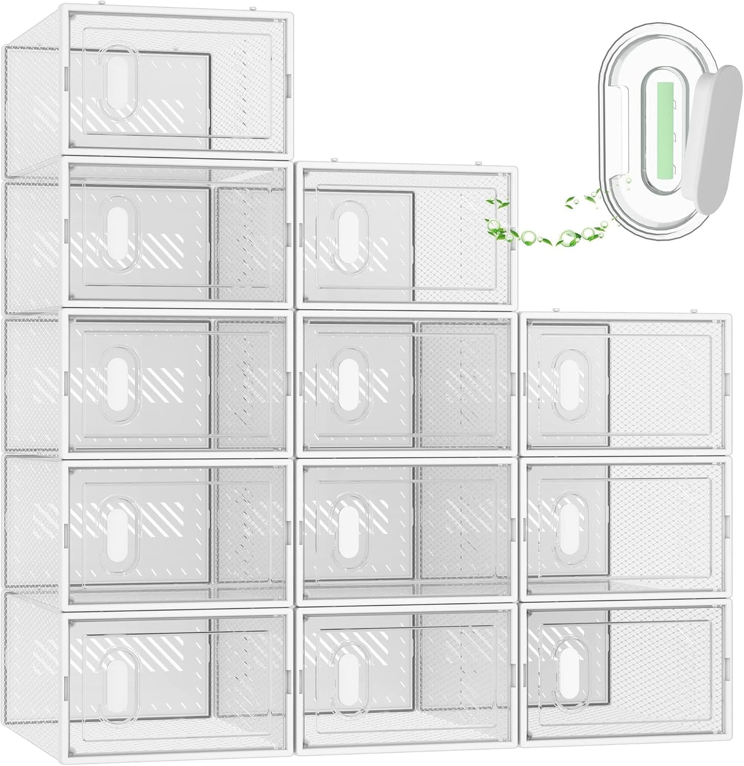 Shoe Storage, 12 Pack Shoe Organizer for Closet, Shoe Boxes Clear Plastic...