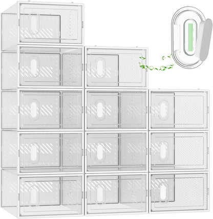 Shoe Storage, 12 Pack Shoe Organizer for Closet, Shoe Boxes Clear Plastic...