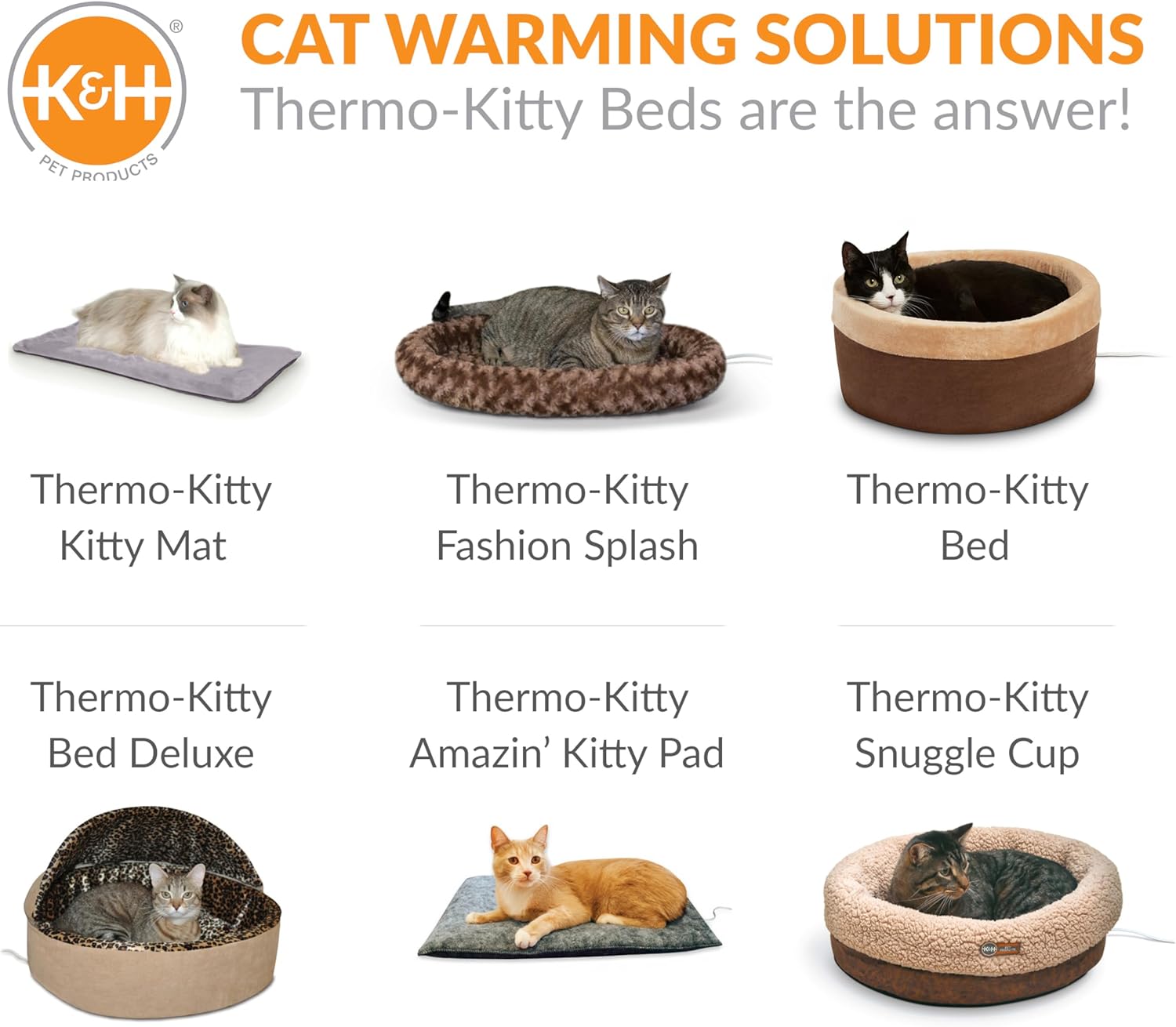 K&H Pet Products Thermo-Kitty - Cama térmica para gatos de interior, cama...