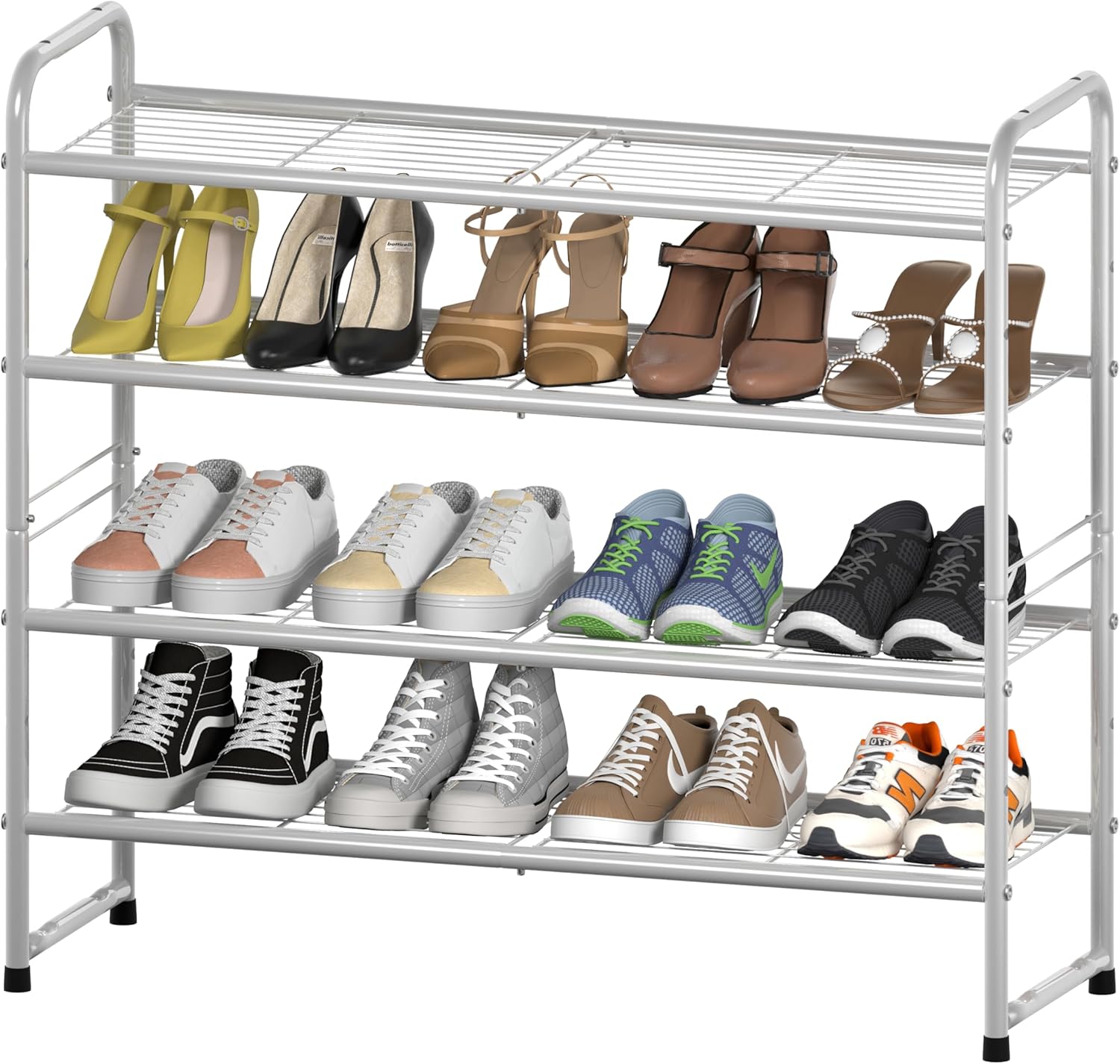 SUFAUY Estante para zapatos apilable de 4 niveles, zapatero para entrada, con