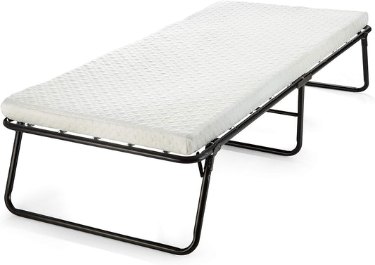 Catre plegable para invitados, con colchón de espuma viscoelástica, compacto,