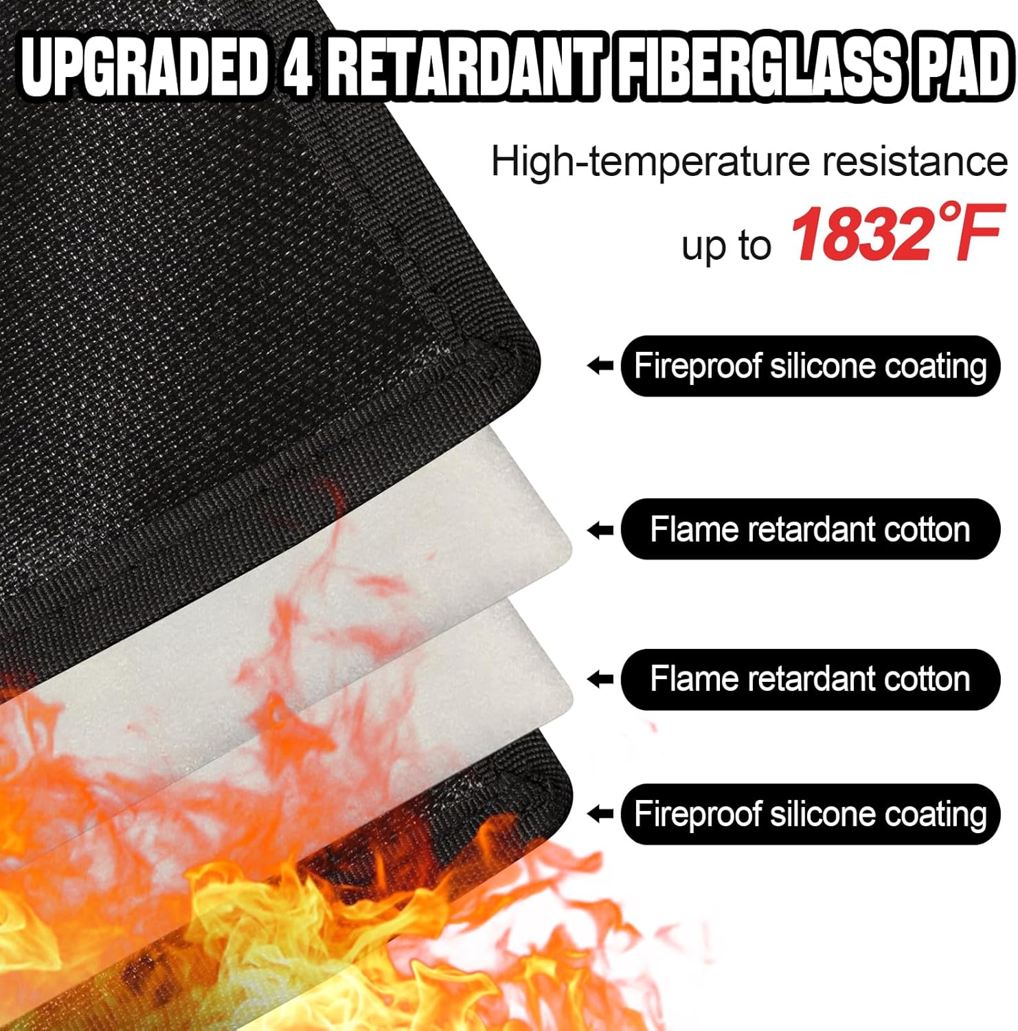 Tapete grueso mejorado para chimenea, de 24 x 42 pulgadas, resistente al fuego,...