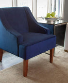 HomePop - Sillón con brazos curvados para sala de estar - Terciopelo azul marino