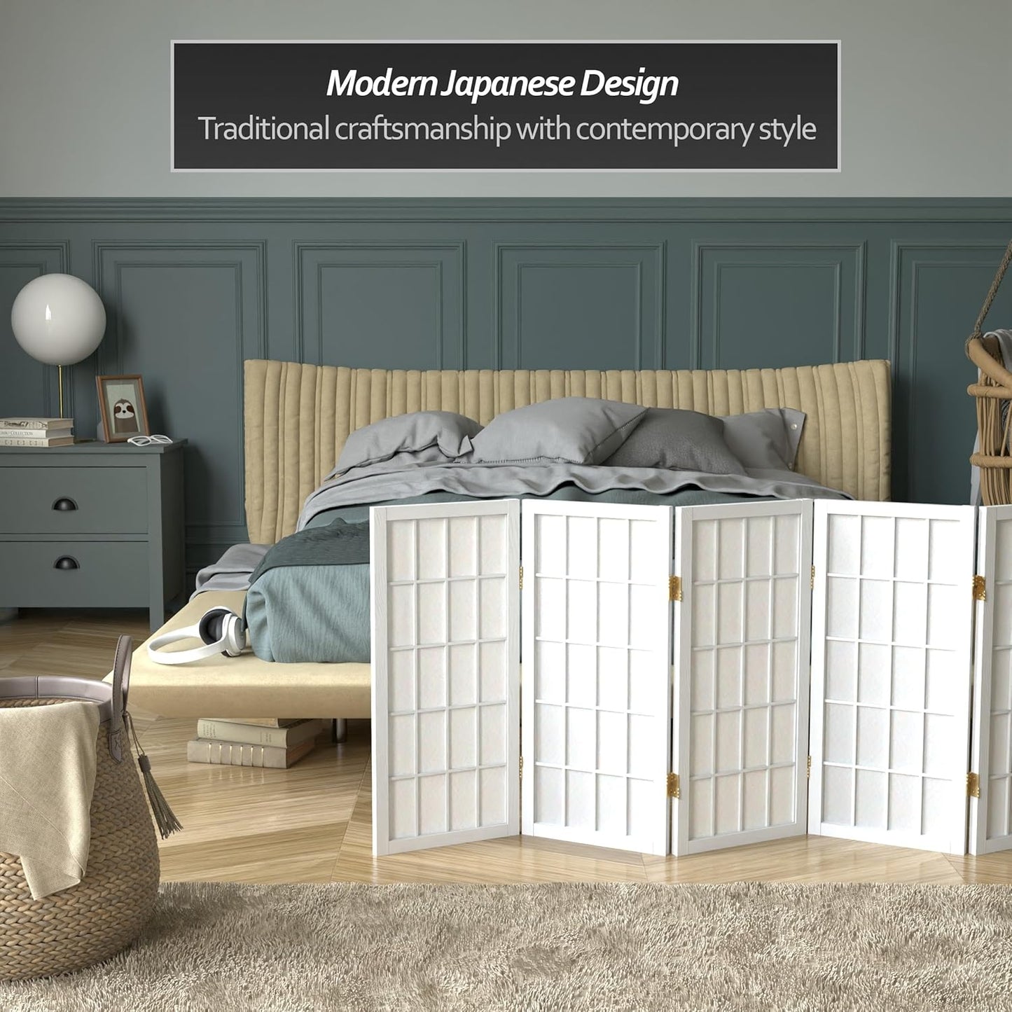 Biombo portátil simple de 2 pies Biombo diseño Shoji, clásico diseño japonés 4