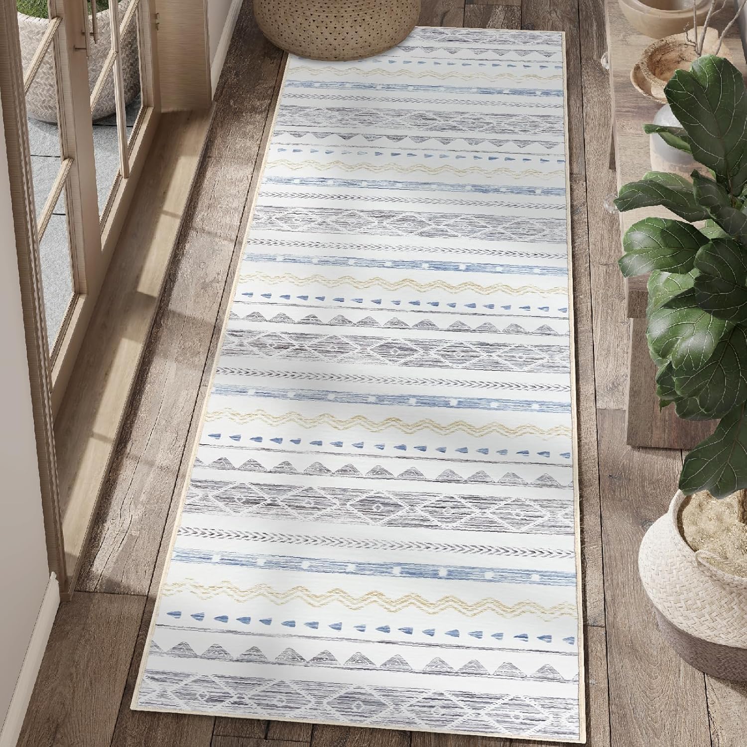 jinchan Alfombra marroquí de pasillo de 2 x 5 pies, ultrafina, lavable,...