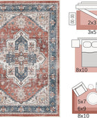 jinchan Alfombra lavable de 8 x 10 pies, diseño tribal de pelo bajo, resistente...