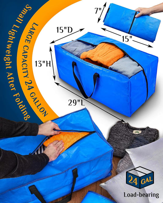 Raydior Heavy Duty Moving bags Storage Totes 4PCS Extra Large Blue Packing Bags