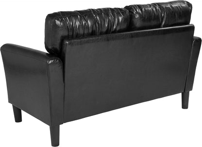 Flash Furniture Bari - Sofá biplaza tapizado en LeatherSoft negro