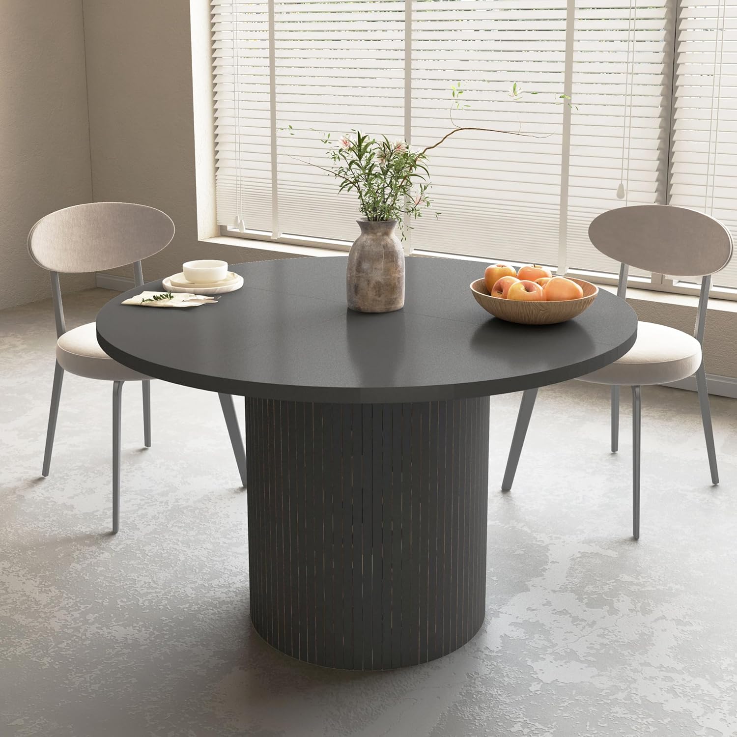 Mesa de comedor redonda para 4, moderna mesa de cocina de granja, mesas de...