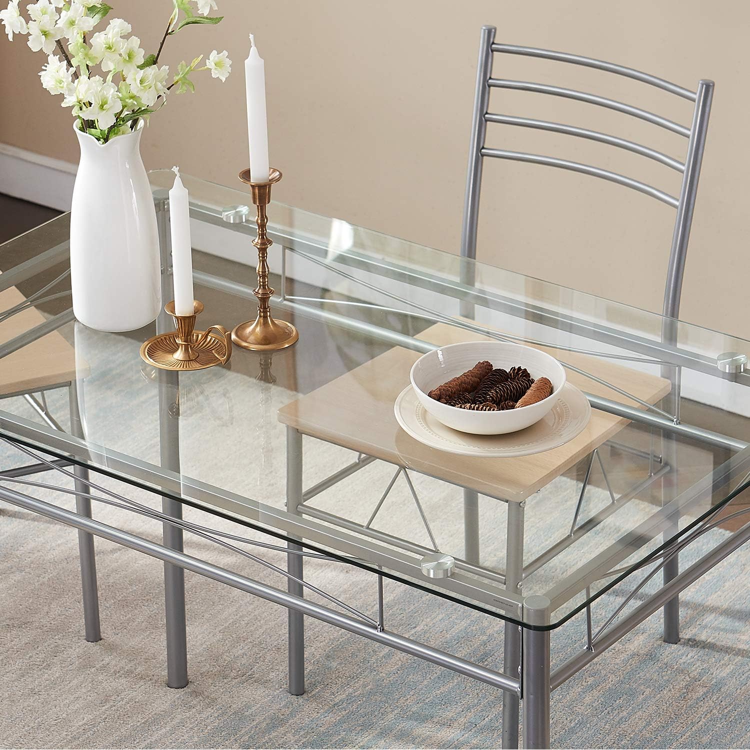 VECELO Mesa y sillas de comedor de cocina, 4, juegos de comedor de 5 piezas,...
