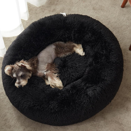 Cama calmante para perros y gatos, cama antiansiedad en forma de dona, cálida y